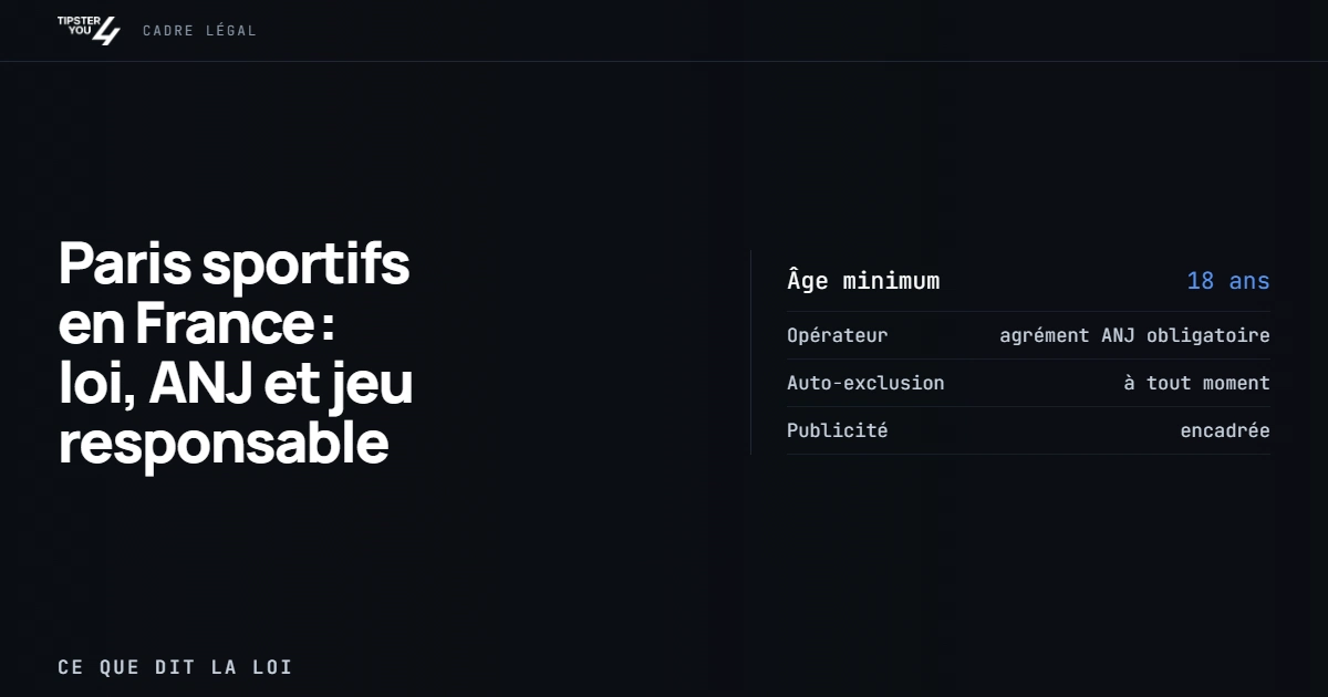 Quatre règles du cadre légal français : 18 ans minimum, agrément ANJ, auto-exclusion et publicité encadrée